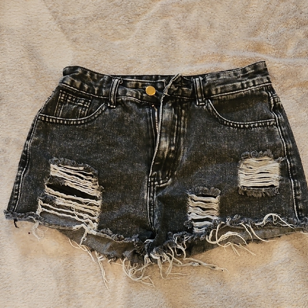 Amazon Black Distressed Jean Shorts